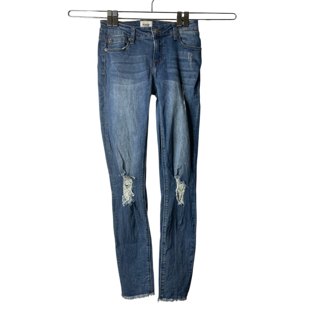 Hudson Girls Distressed Frayed Hem Skinny Jeans Size 16